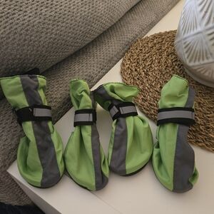 Green and Gray Dog Winter/Rain Boots Velcro